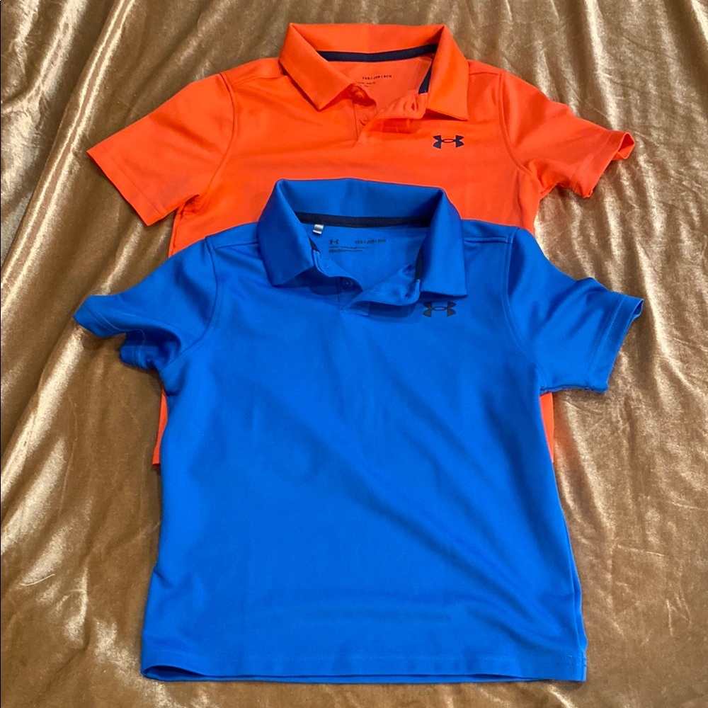 Under Armour Athletic Polos Orange and Blue
